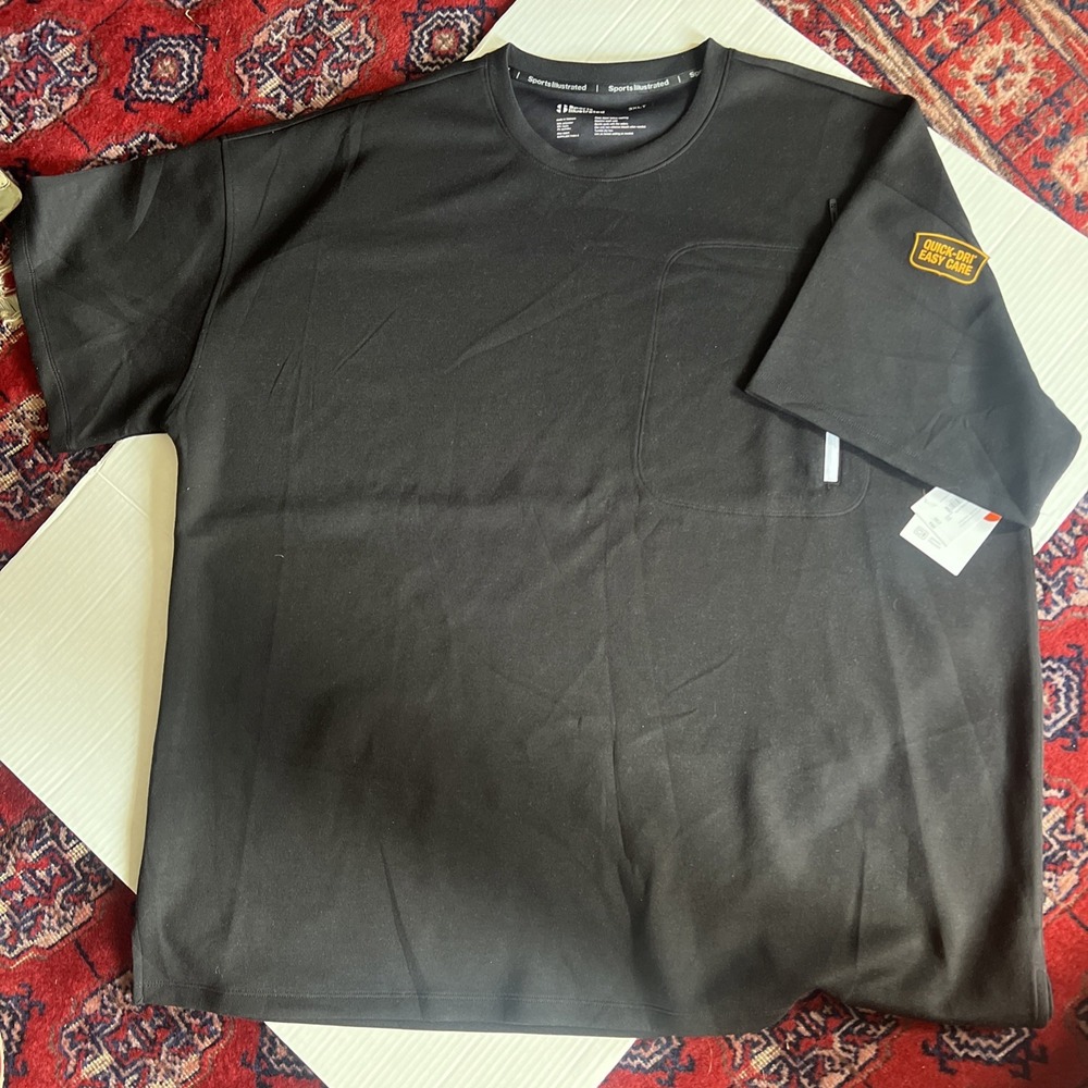 Sports Illustrated Mens Shirt 3XLT Big & Tall Black Quick-Dri Zipper Pocket NEW